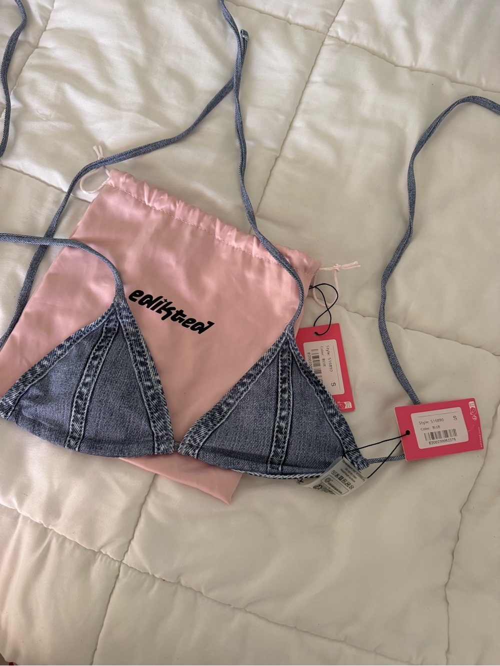 Edikted denim bikini top